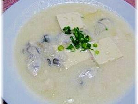 簡単牡蠣の豆乳スープ